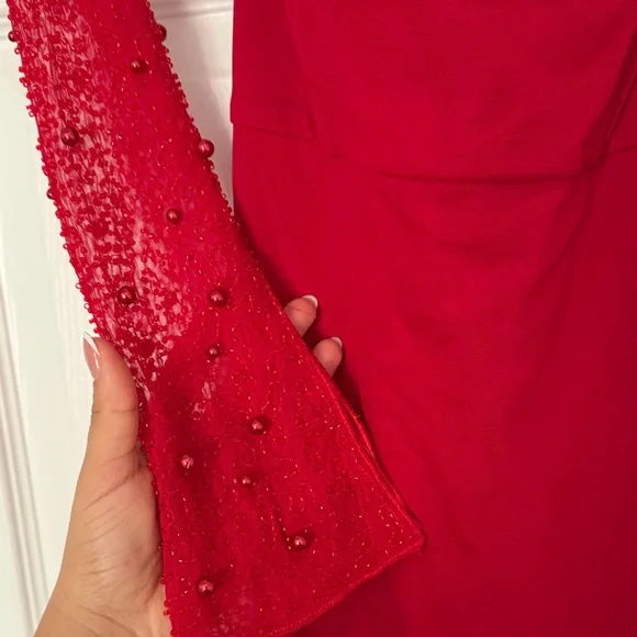 Chic Long Sleeve Red Dress - Picture 5 of 7